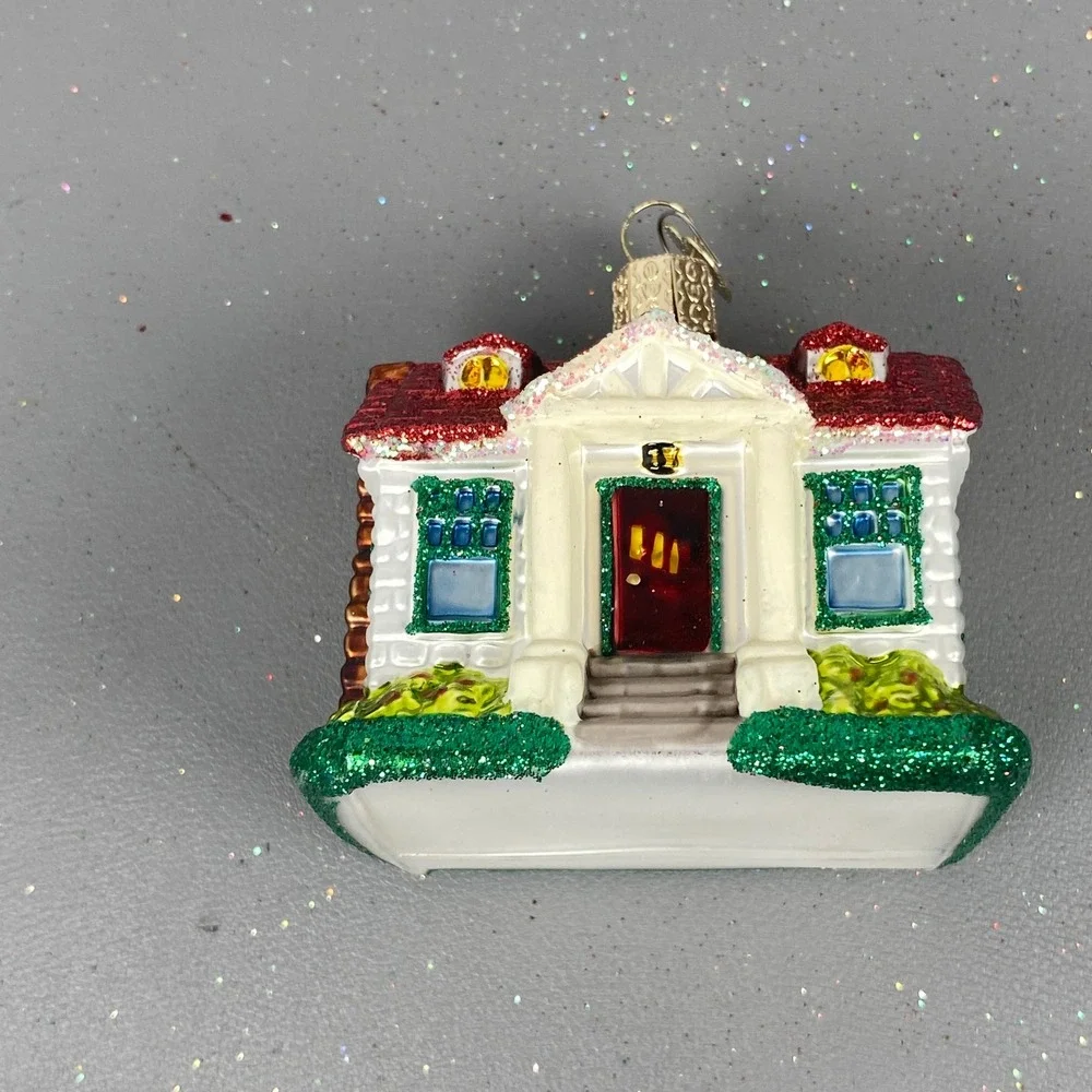 Old World Christmas Glass Ornaments Inside Art Santa Fireplace & Cottage House